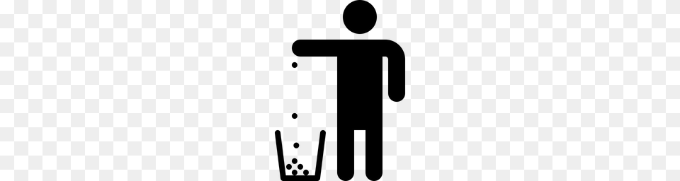 Throw Garbage Dustbin Man Throwing Clean Trash Icon, Gray Free Transparent Png