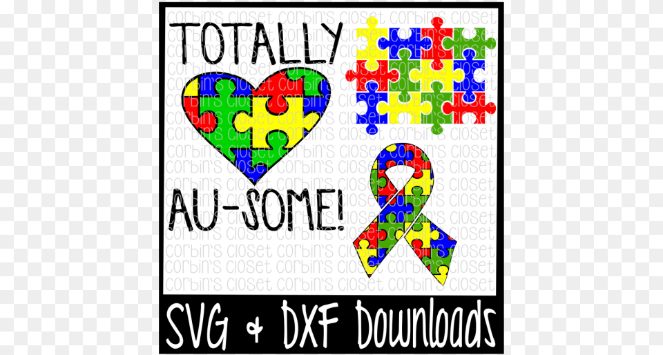 Totally Au Some Autism Awareness Puzzle Cutting Heart, Game, Text Free Transparent Png