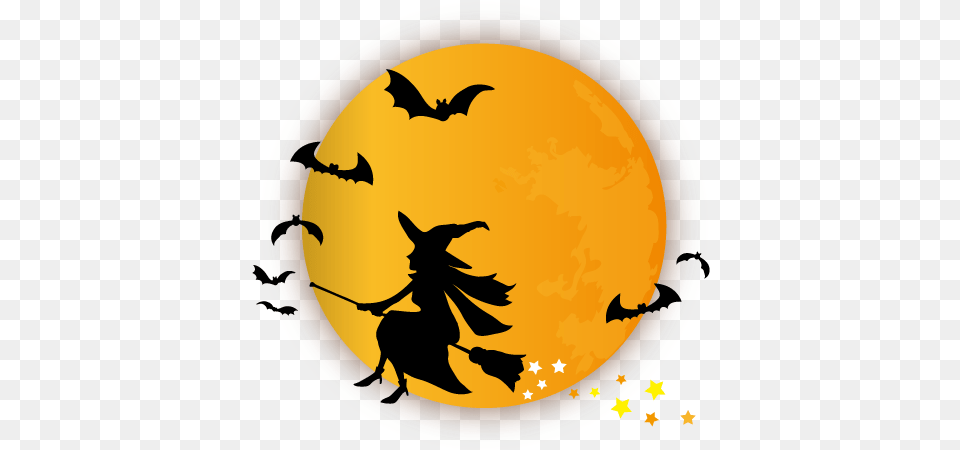 Free Transparent Halloween Download Halloween Luna Con Bruja, Animal, Bird Png