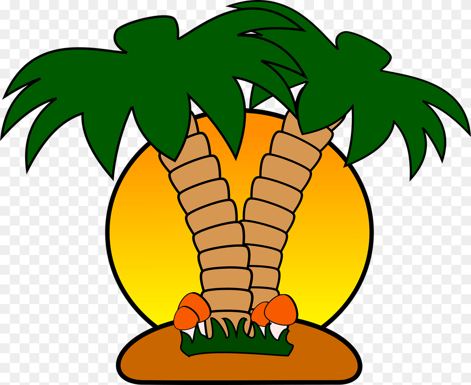 Tropical Island With Palm Trees Clip Art Tropical Clip Art, Plant, Vegetation, Leaf, Animal Free Png Download