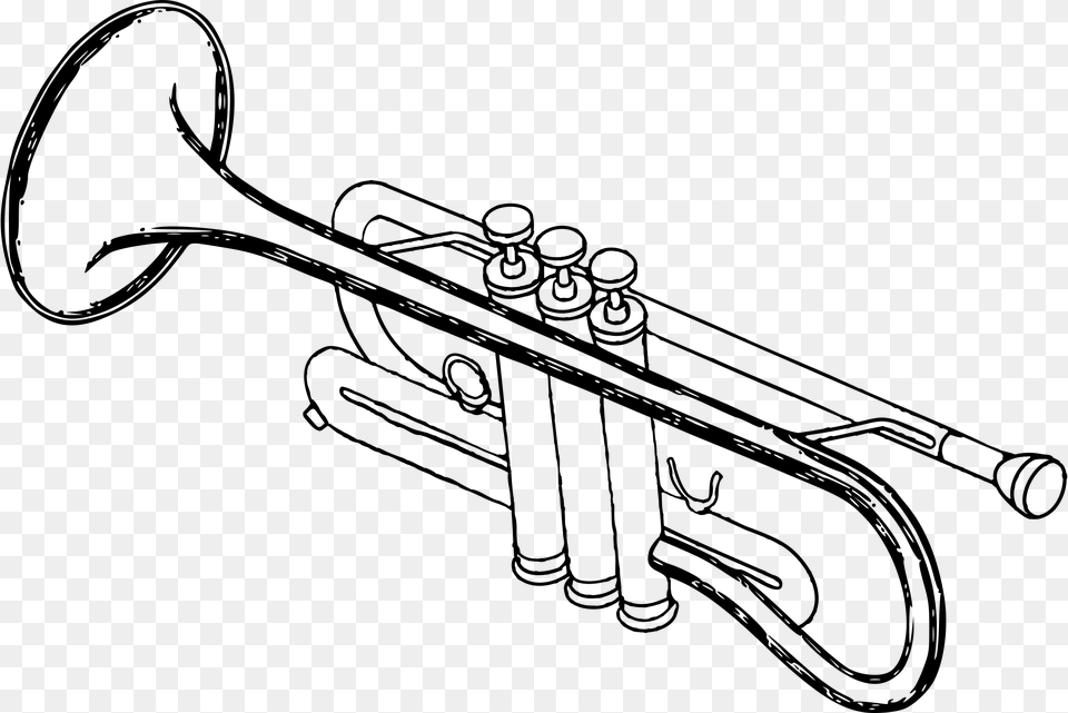 Trumpet Clip Art, Gray Free Png Download