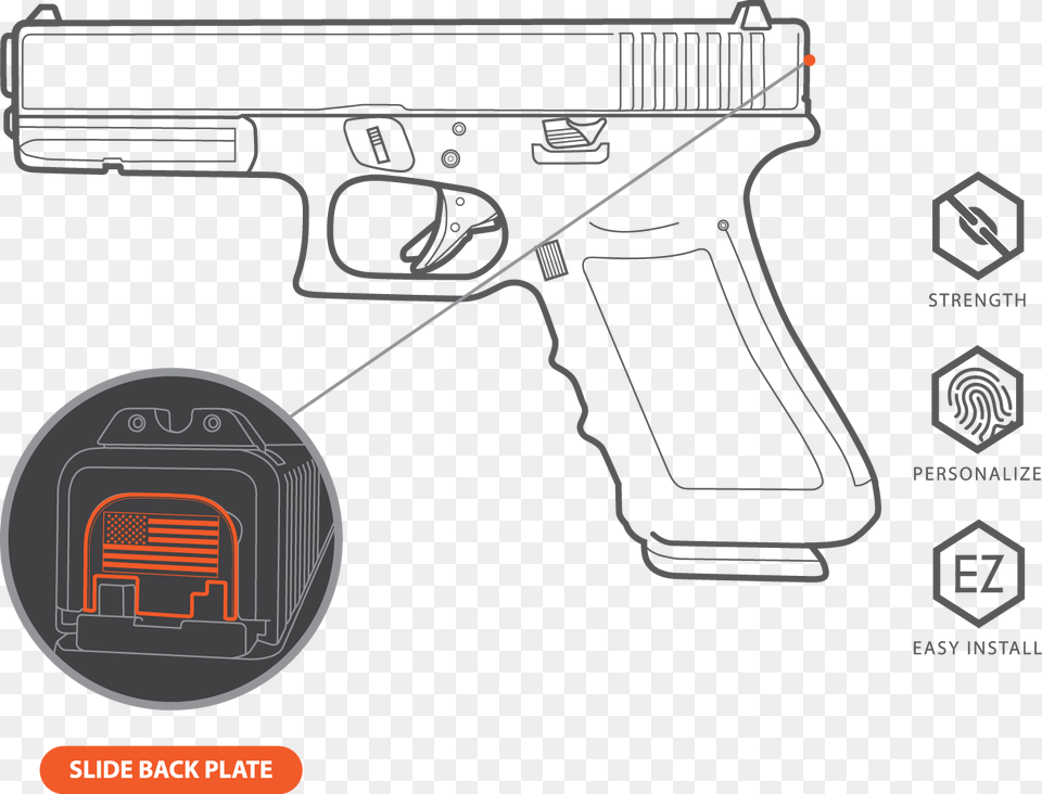 Us Flag Backplate For Your Glock From Bastion Trigger, Firearm, Gun, Handgun, Weapon Free Transparent Png
