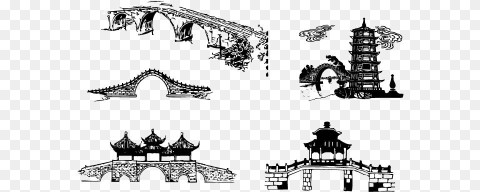 Vector Chinese Traditional Architectural Arch Traditional Chinese Bridge, Nature, Outdoors, Lighting, Snow Free Png