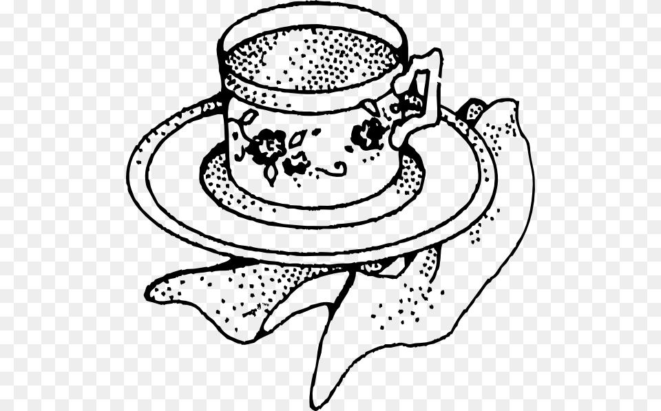 Vector Cup Of Tea Clip Art Tea Cup Coffee Black And White Clipart, Clothing, Hat, Saucer, Baby Free Png