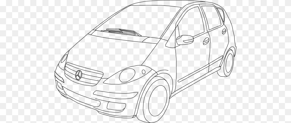 Free Vector Mercedes Benz Class A Outline Clip Art Outline Of Road Transport, Drawing, Car, Transportation, Vehicle Png
