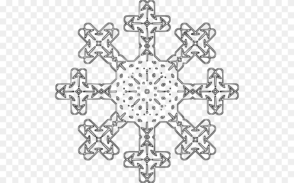 Vector Snowflake Outline Clip Art Outlined White Snowflake, Pattern, Outdoors, Cross, Symbol Free Png