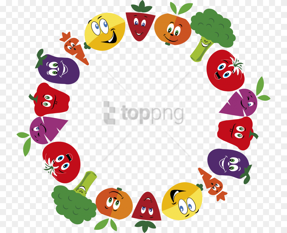 Free Vegetables And Fruits Frame With Round Frame Color, Baby, Person, Head, Face Png Image