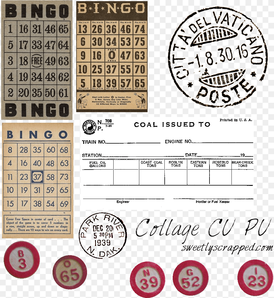 Free Vintage Clipart Bingo Cards Digi Stamps Postage Bingo Card Clip Art, Text Png Image