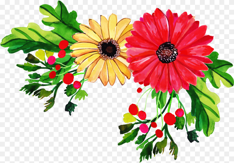 Free Watercolor Floral Bunch Flower, Plant, Pattern, Graphics, Flower Bouquet Png Image