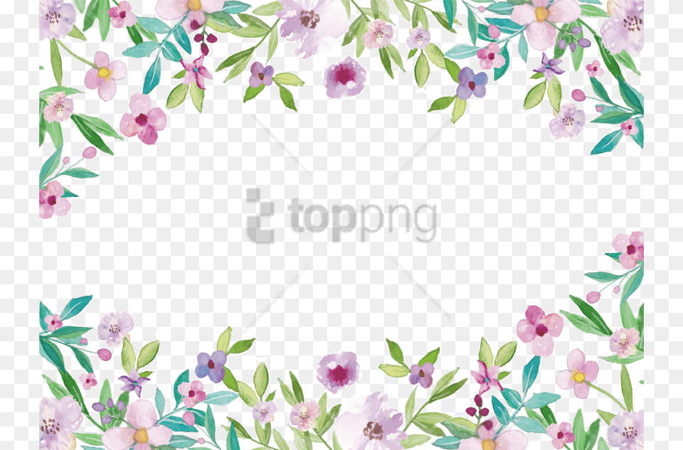 Free Watercolor Flower Border With Transparent Watercolor Floral Border, Art, Graphics, Floral Design, Pattern Png Image