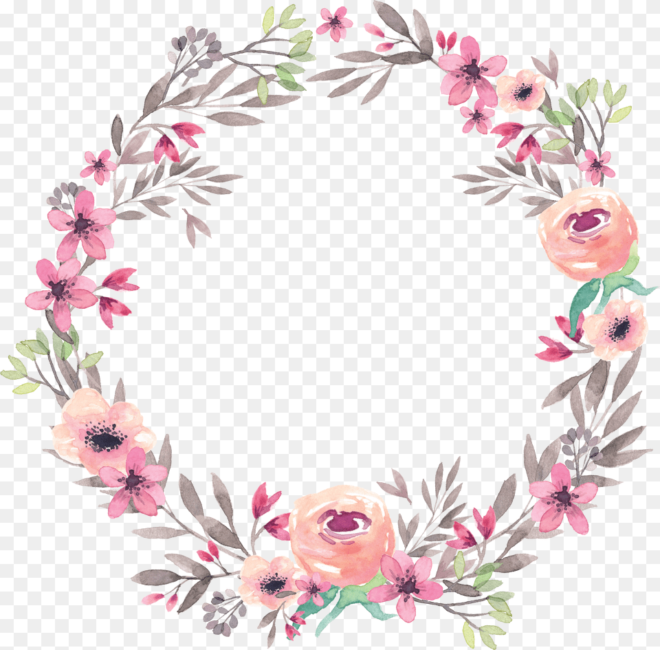 Free Watercolor Flower Border Transparent Background Round Flower Frame Png