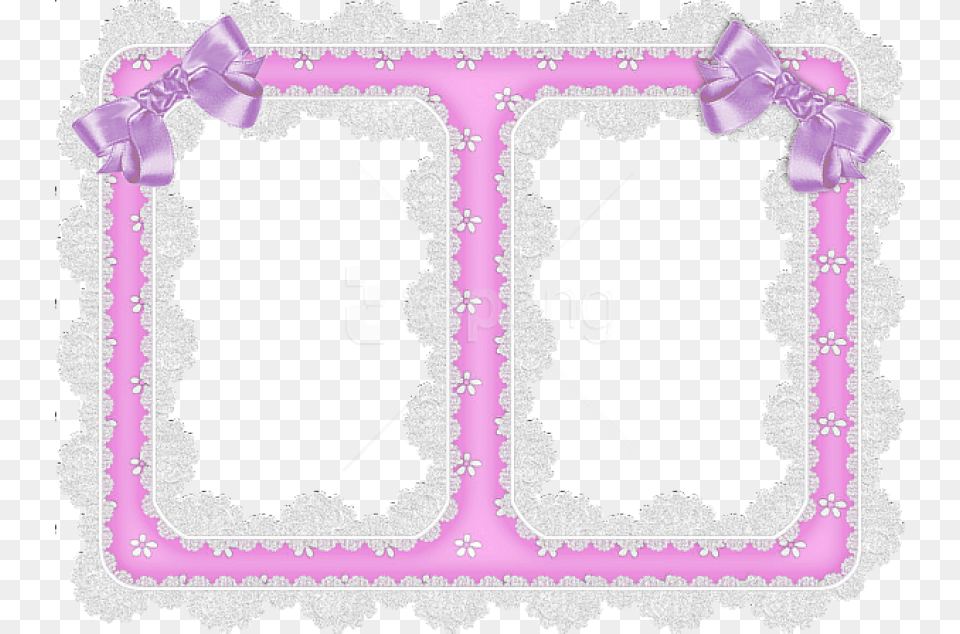 White Lace And Purple Ribbon Transparent Frame Portable Network Graphics Free Png