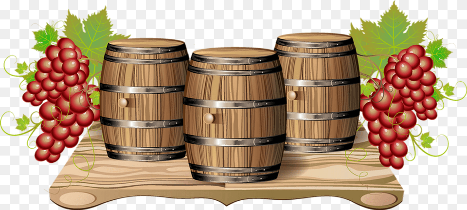 Wine Grapes Wine Barrels Cartoon, Food, Fruit, Plant, Produce Free Transparent Png