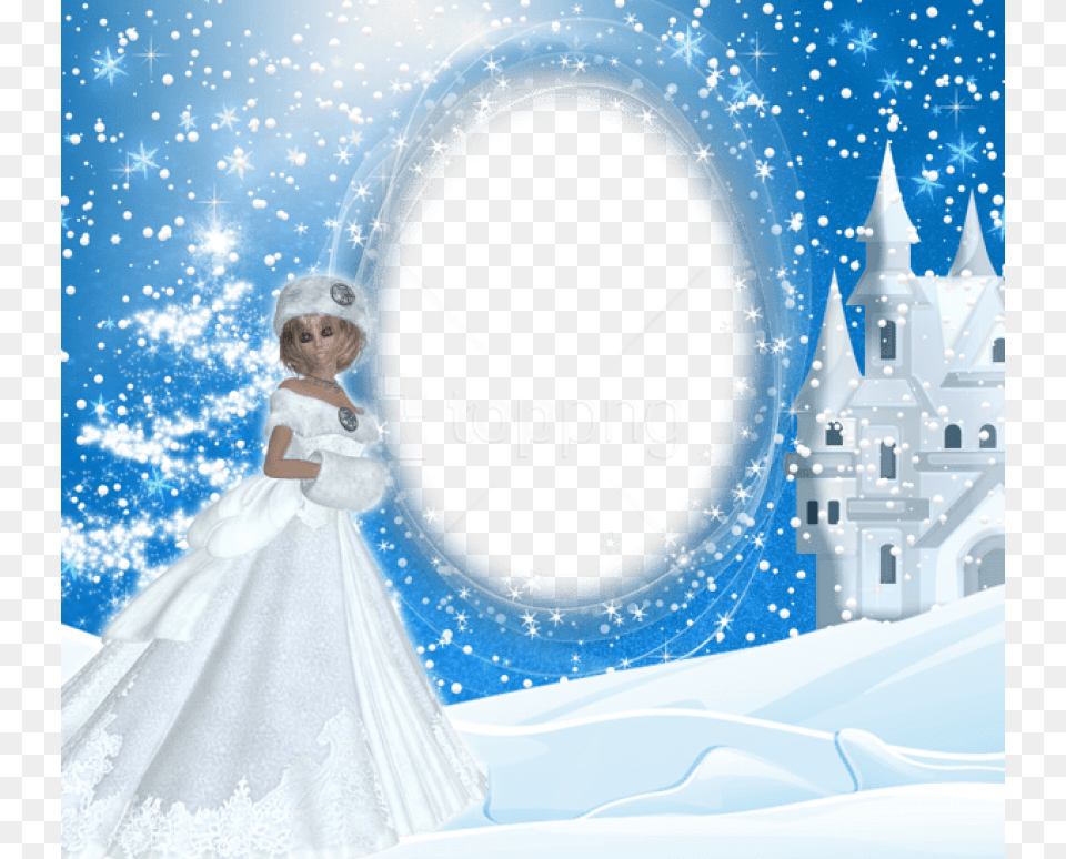 Free Winter Snow Lady Frame Background Best Winter Photo Frames, Clothing, Dress, Formal Wear, Adult Png Image