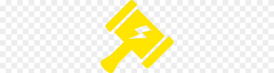 Free Yellow Thor Hammer Icon, Text Png