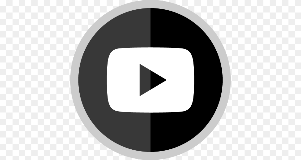 Youtube Play Button Silver Round Social Media Icon, Symbol Free Png Download