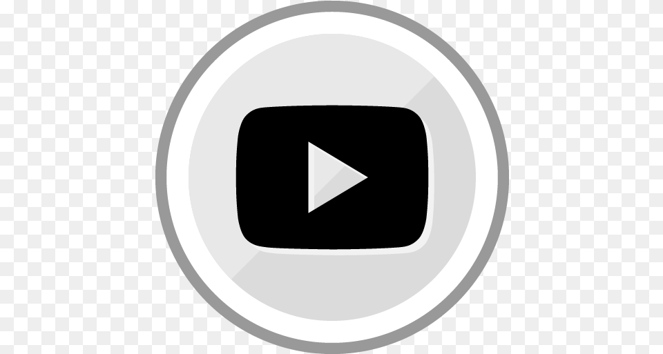 Youtube Play Sleek Silver Round Social Media Icon By Black Logo, Disk Free Png