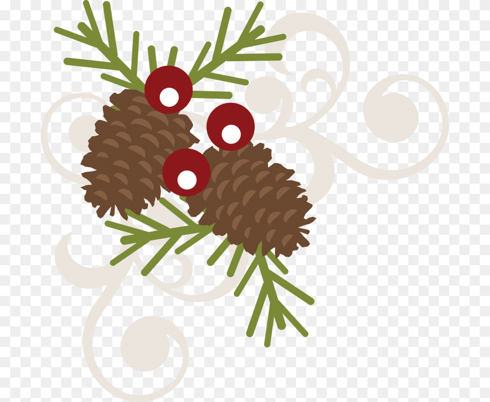 Freebie Of The Day Pinecone With Berries Swirl Cuttable, Art, Conifer, Floral Design, Graphics Free Png