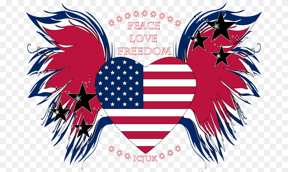 Freedom Clipart Us Flag Clip Art American Flag Union Jack Love Heart, Symbol, Animal, Bird, Emblem Free Transparent Png
