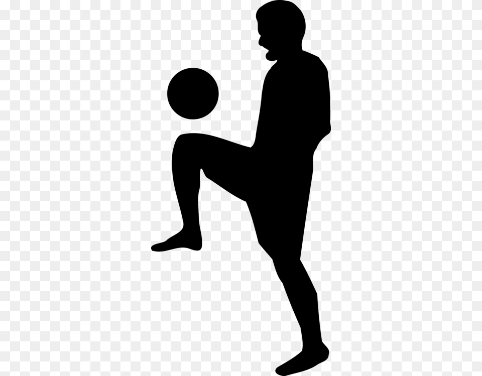Freestyle Football Silhouette Dribbling, Gray Png Image