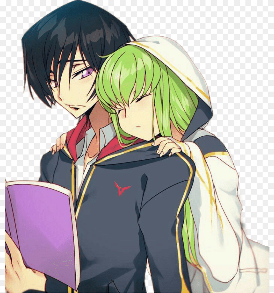 Freetoedit Anime Couple Green Learning Sleep Lelouch X Cc Fanaet, Book, Comics, Publication, Person Free Png Download