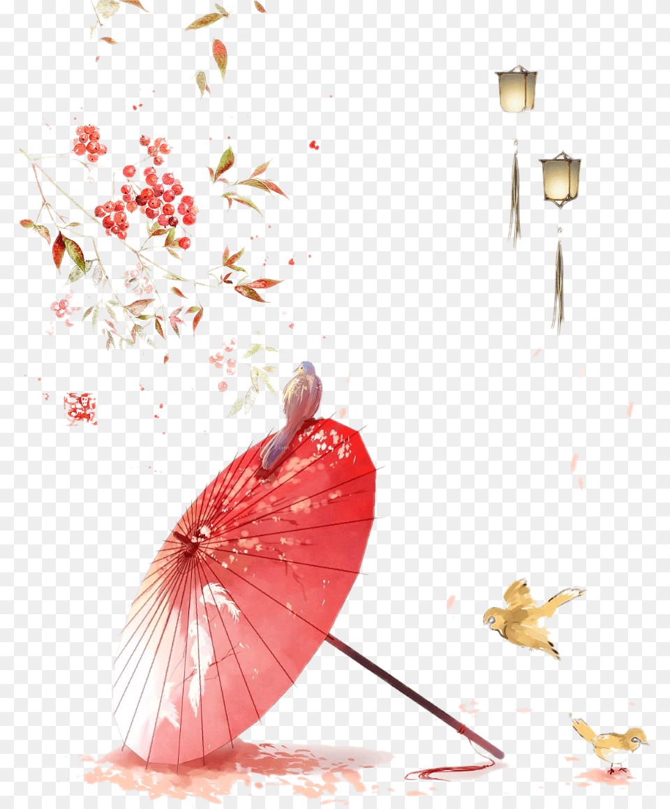 Freetoedit Art Illustration Asianart Japaneseart Picsart Chinese Background, Animal, Bird, Flower, Plant Free Png