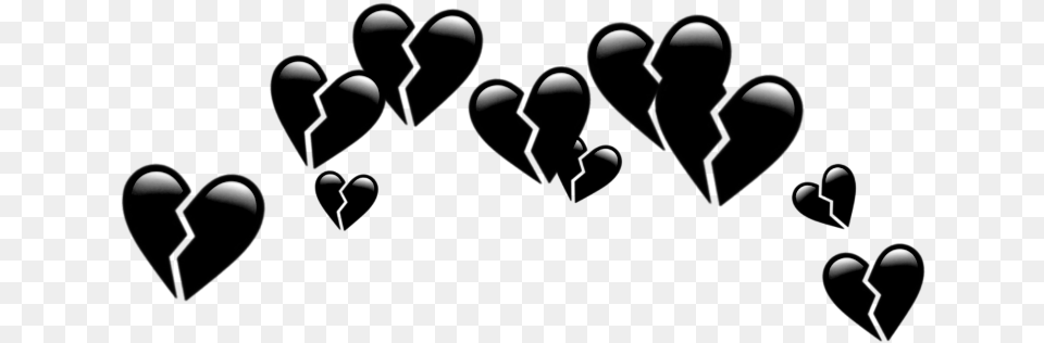 Freetoedit Black Version Heart Hearts Crown Sad Face With Broken Hearts, Nature, Night, Outdoors, Astronomy Free Png Download
