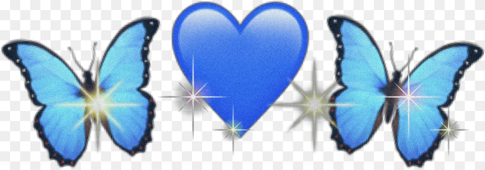 Freetoedit Butterflies Heart Emojis Blue Bluetheme Butterfly, Flare, Light, Lighting Free Png Download