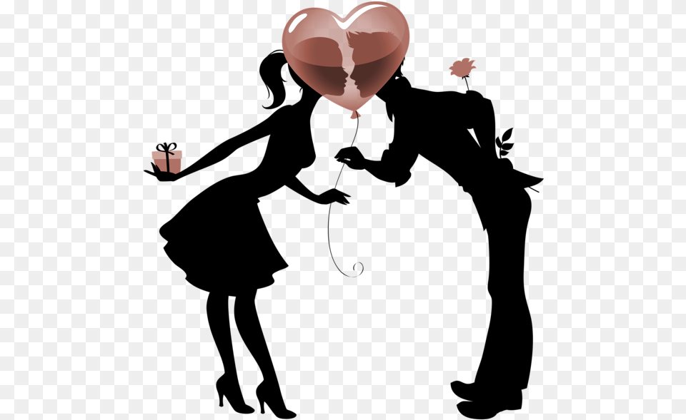 Freetoedit Couple Silhouette Couplesilhouette Love Casal De Namorados Em, Balloon, Person, Heart, Face Free Transparent Png