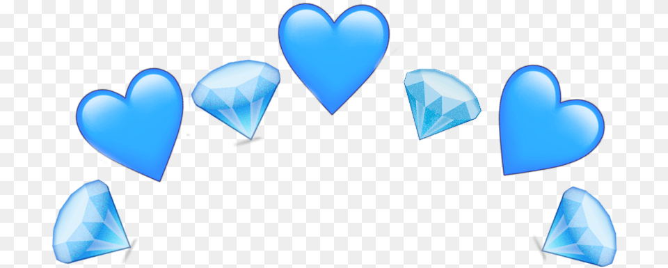 Freetoedit Crown Blue Dimond Heart Emoji Cute Heart, Crystal Free Transparent Png