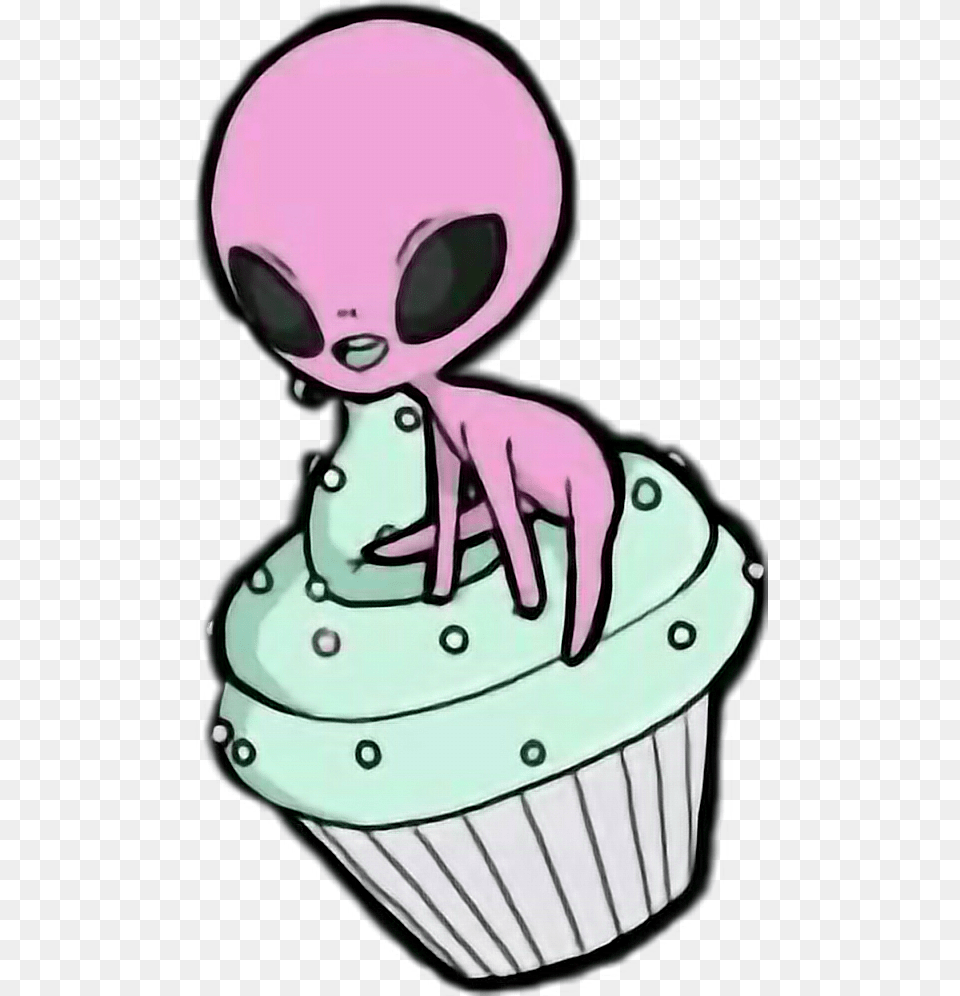 Freetoedit Cute Kawaii Alien Mars Universe Planets Kawaii Alien Cute, Dessert, Icing, Cake, Cream Png Image