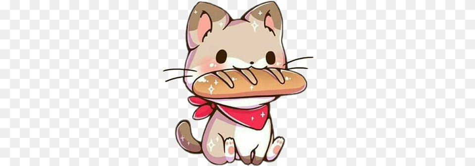 Freetoedit Cute Kawaii Cat French Bread Hat Baguette, Nature, Outdoors, Snow, Snowman Free Transparent Png