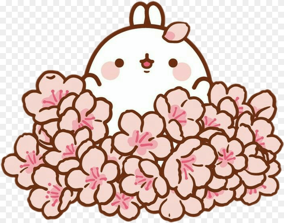Freetoedit Cute Kawaii Molang Sakura Blossom Tree Flowe, Flower, Plant Png Image