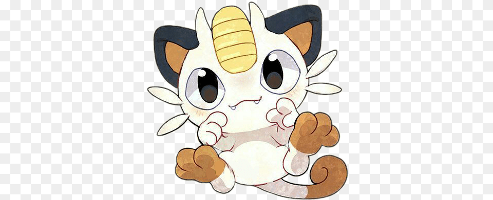 Freetoedit Cute Kawaii Pokemon Miaouss Meowth Cat Meowth Cute Kawaii, Art, Baby, Person, Drawing Png