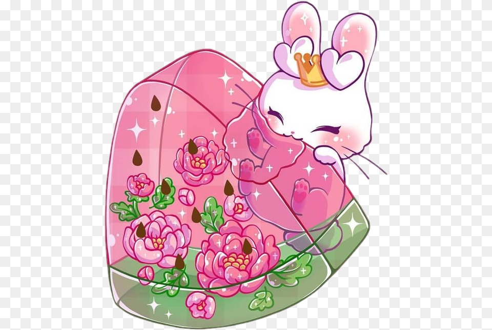 Freetoedit Cute Kawaii Rabbit Bunny Food Hungry M Jenni Art, Birthday Cake, Cake, Cream, Dessert Png Image