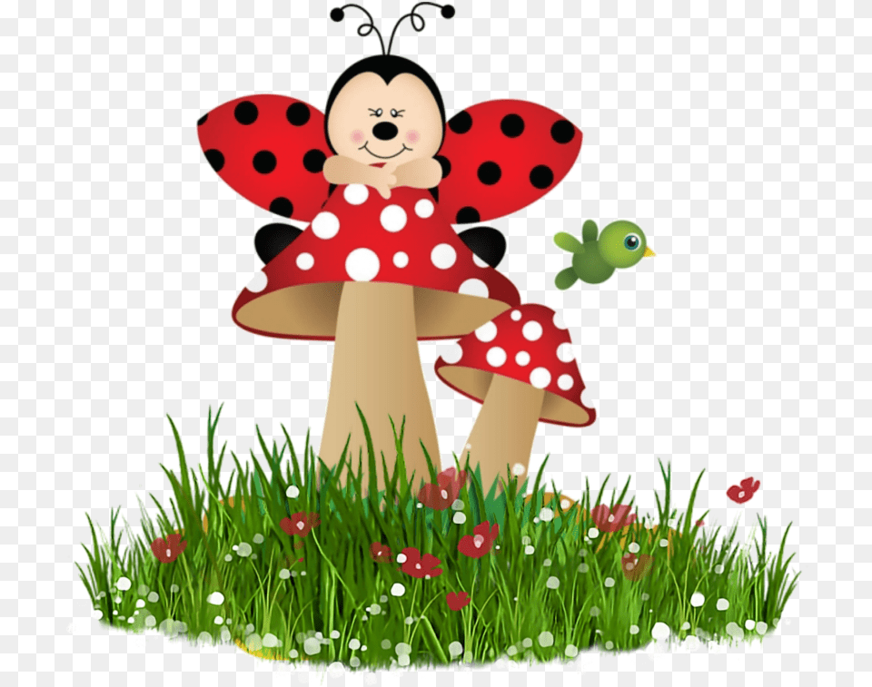 Freetoedit Cute Ladybug, Fungus, Grass, Plant, Pattern Png Image