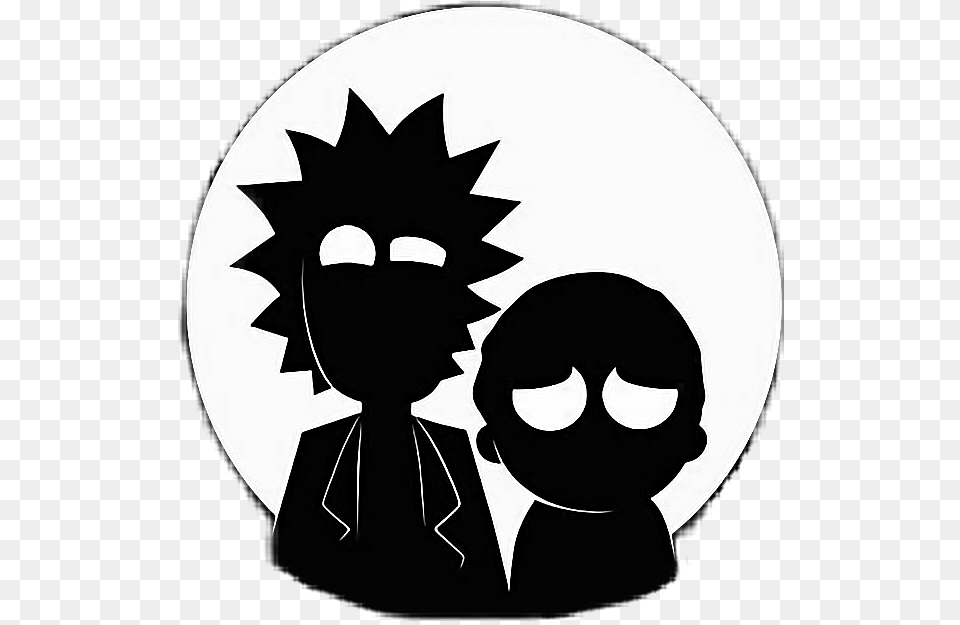Freetoedit Cute Rick Morty Rickandmorty Wallpaper Black And White Rick And Morty, Stencil, Silhouette, Logo, Person Png