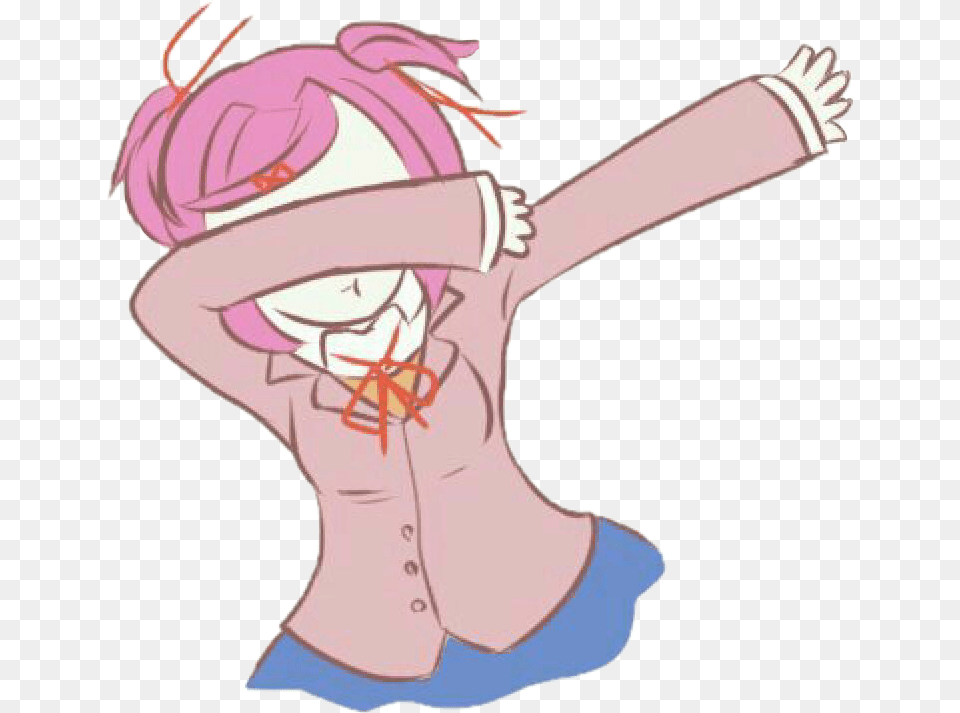 Freetoedit Dokidokiliteratureclub Natsuki Dab Lol Pink, Book, Comics, Publication, Person Png Image