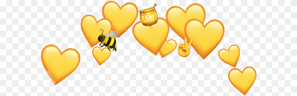 Freetoedit Emoji Heart Yellow Aesthetic Cute Aesthetic Yellow Heart Crown, Animal, Bee, Insect, Invertebrate Png