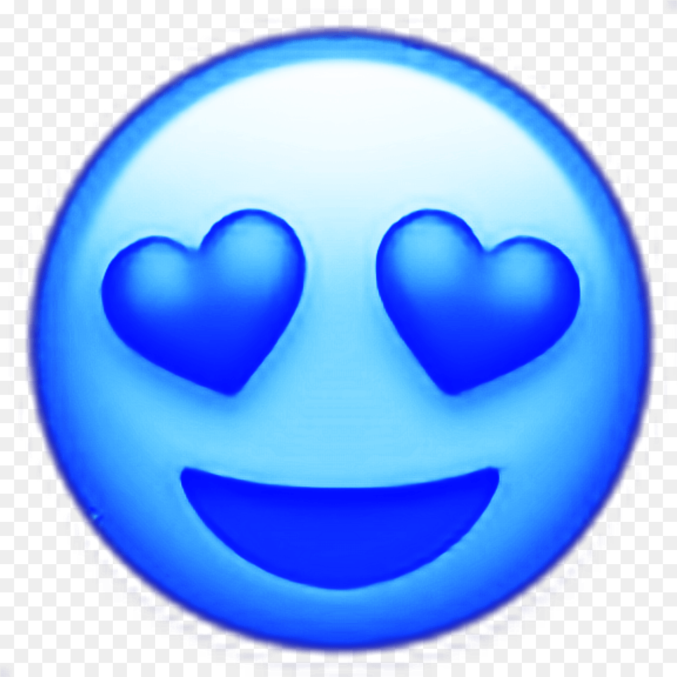 Freetoedit Emoji Love Hearts Hearteyes Blueheart Blue Heart Eyes Emoji, Sphere, Logo, Light, Face Free Png