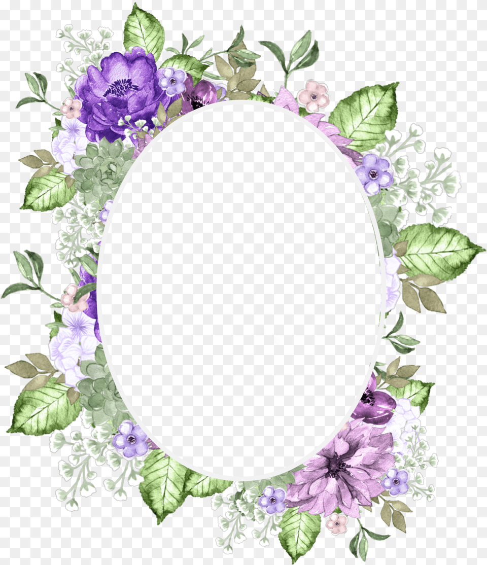 Freetoedit Flower Flowers Frame Beautiful Leaves Bellflower, Purple, Plant, Art, Floral Design Free Png Download