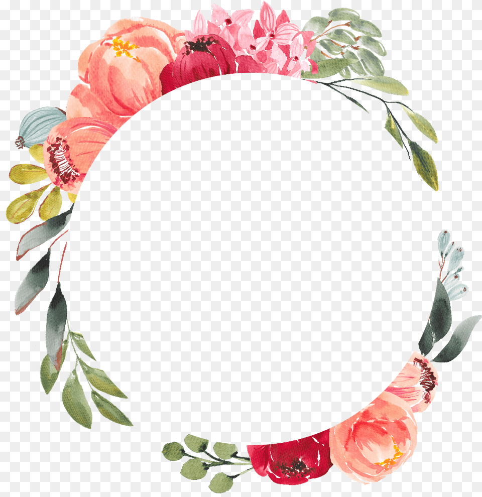 Freetoedit Ftestickers Watercolor Frame Flowers Decorat Floral Design Sticker Circle, Dahlia, Flower, Plant, Oval Png Image