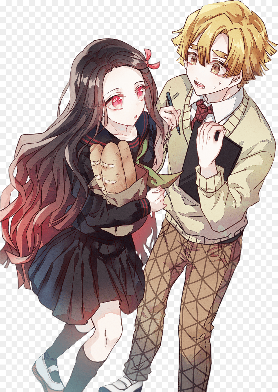 Freetoedit Kimetsunoyaiba Demonslayer Nezuko Zenitsu Demon Slayer Nezuko And Zenitsu, Publication, Book, Comics, Adult Png Image