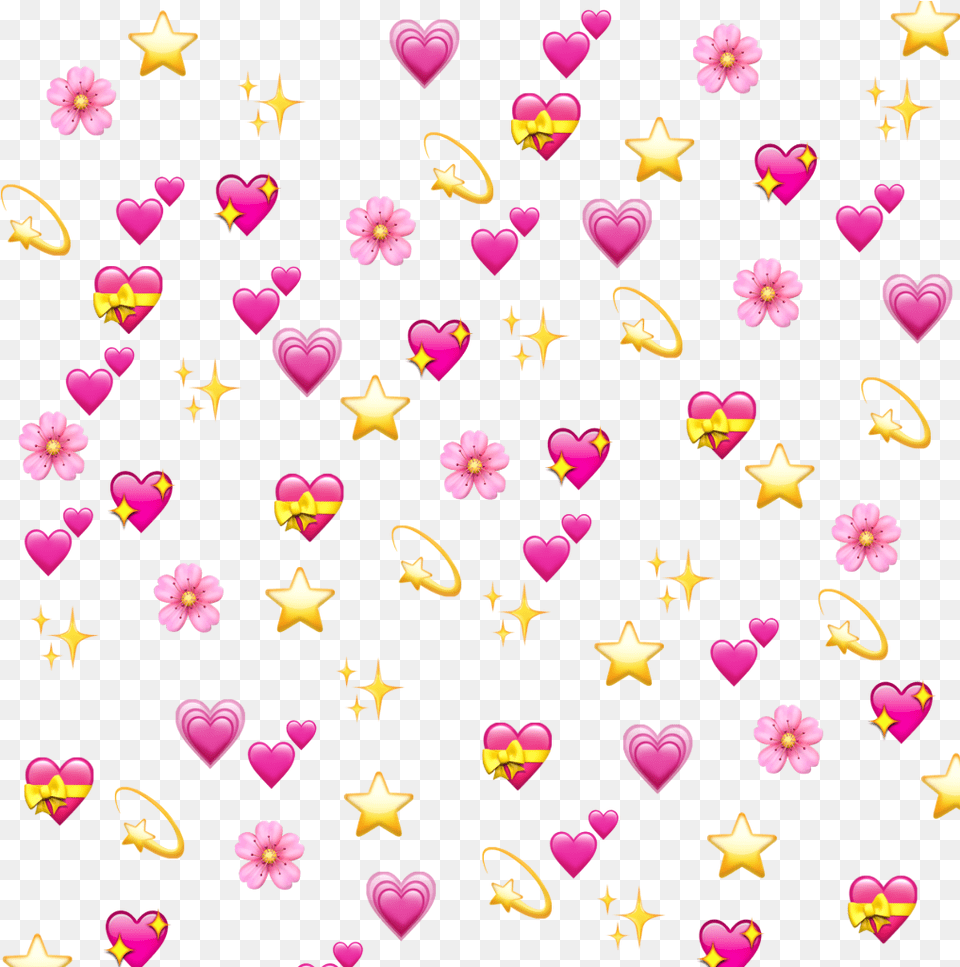 Freetoedit Love Pattern Background Emoji Star Emoji Hearts Emoji Background, Flower, Petal, Plant, Heart Png