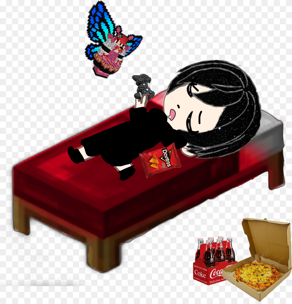 Freetoedit Minecraft Gachalife Gaming Sleeping Bed Frame, Food, Pizza, Person, Adult Free Transparent Png