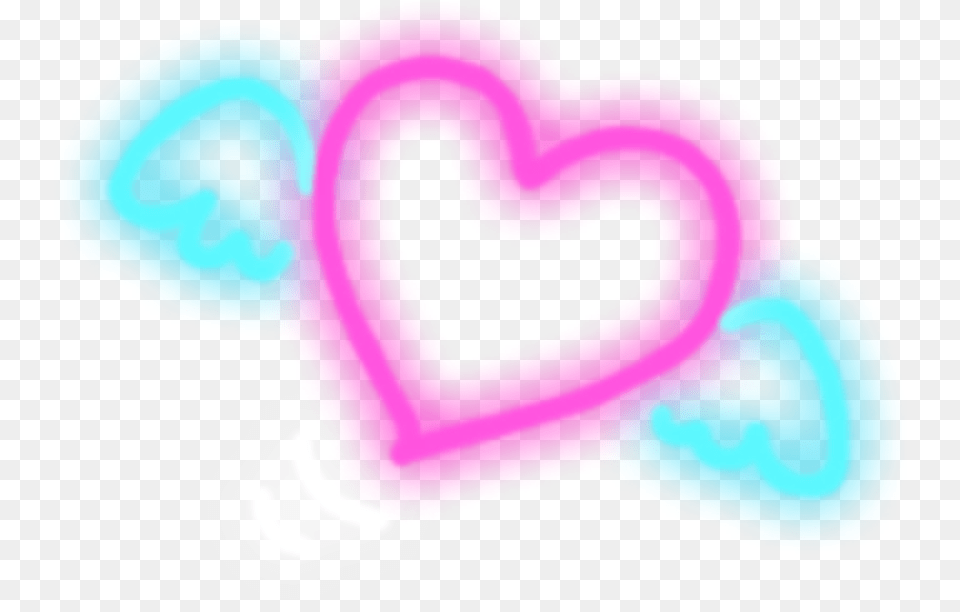 Freetoedit Neon Heart With Angel Wings Heart, Baby, Person Free Png