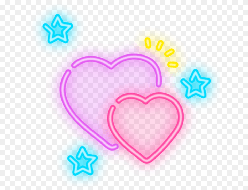 Freetoedit Neon Pink Yellow Blue Heart Stars Love Neon Picsart, Balloon, Light Png