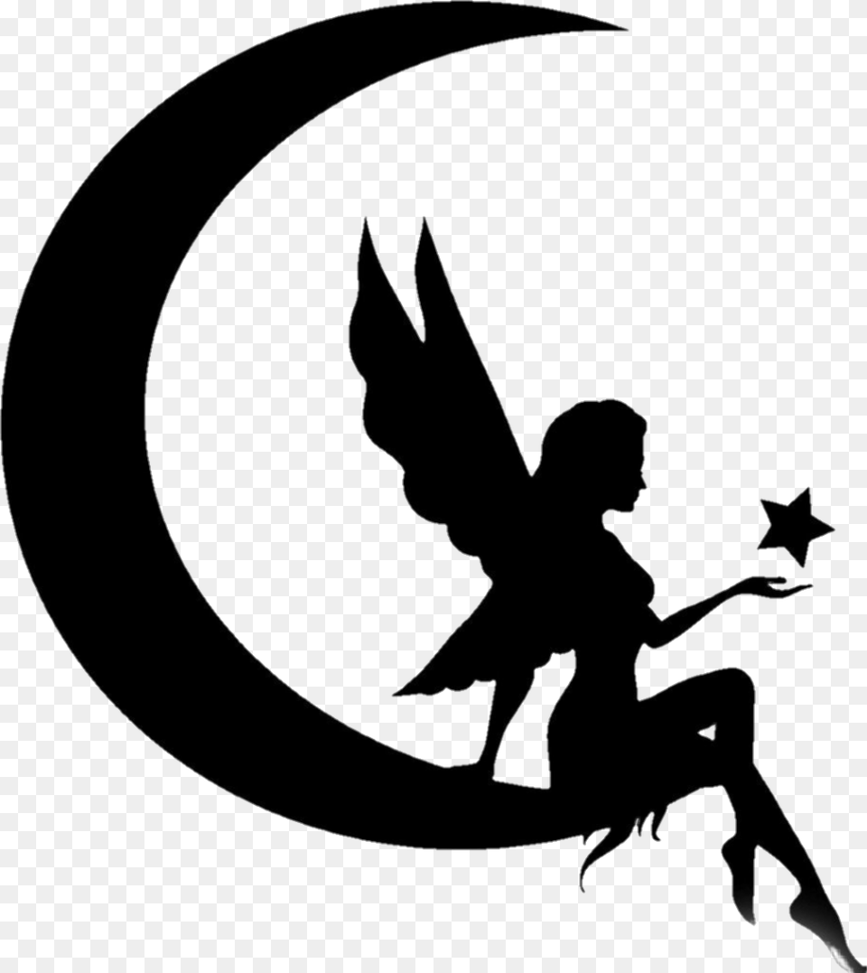 Freetoedit Silhouette Art Night Sky Moon Disney Fairy On Moon Silhouette Png