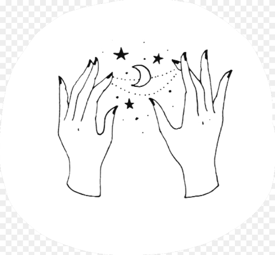 Freetoedit Sticker Hand Hands Star Moon Universe Moon And Star Drawing Aesthetic, Stencil, Art, Outdoors Free Transparent Png