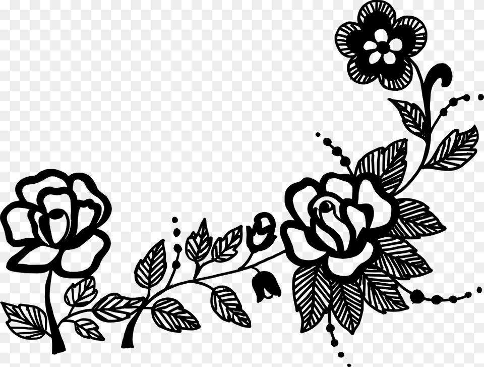 Freetoedit Sticker Romantic Love Ornament Flower Floral Ornament Black, Gray Free Png